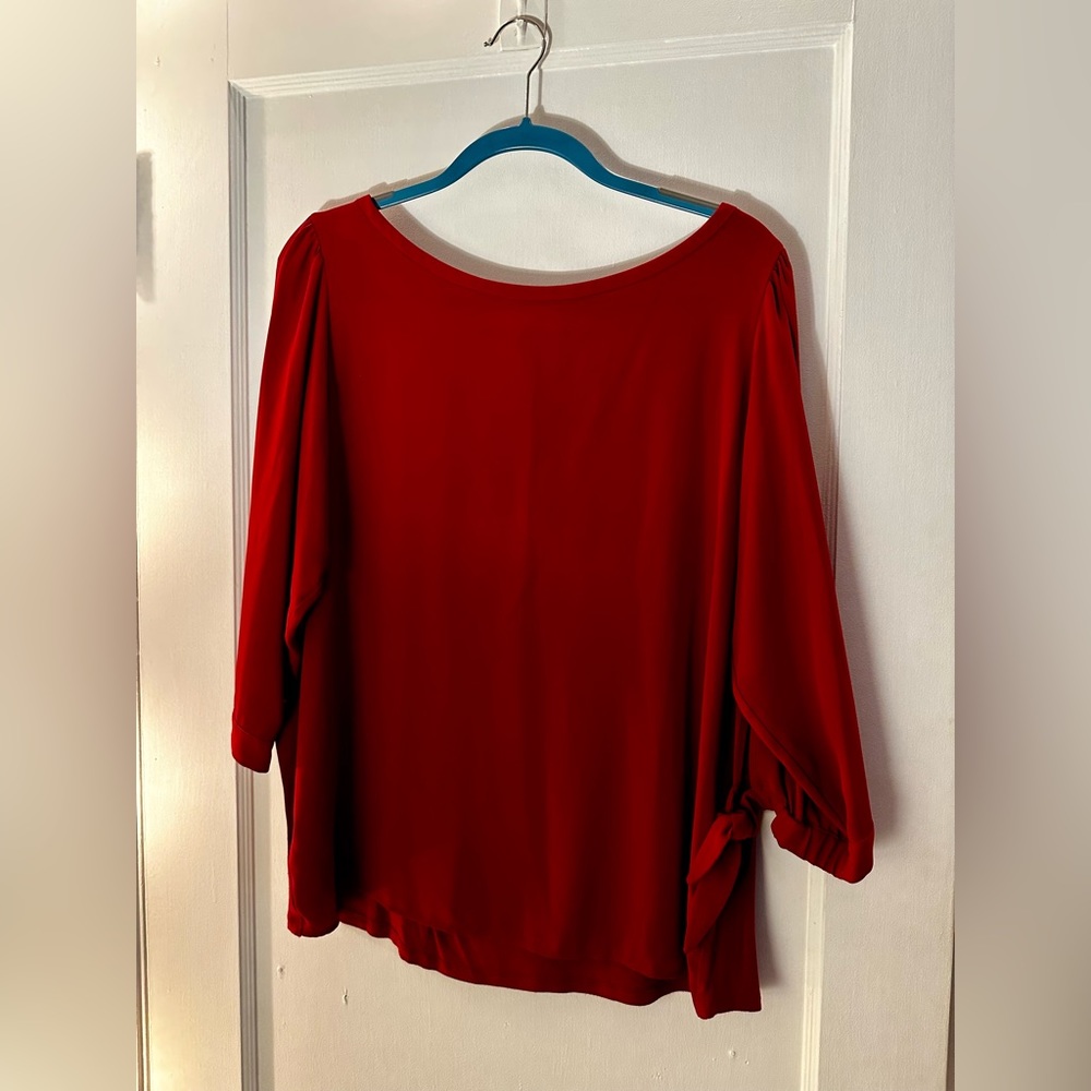 LOFT red mixed media top